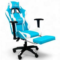 Игровое геймерское кресло Calviano 1585 Голубой, с подножкой