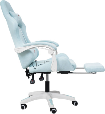 Игровое геймерское кресло Calviano 1584 Голубой, ткань с подножкой