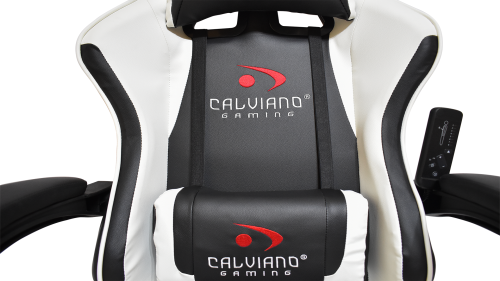 Игровое геймерское кресло Calviano Avanti ULTIMATO Черный-белый с подножкой