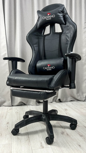Игровое геймерское кресло Calviano 1585 Черный, с подножкой