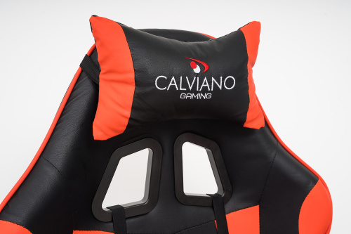 Игровое геймерское кресло Calviano 1583 Черный-красный, с подножкой