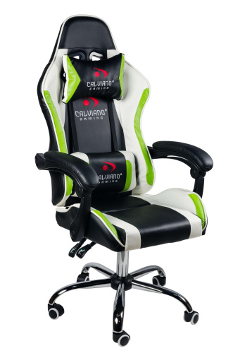 Вибромассажное кресло Calviano ASTI ULTIMATO black/white/green 