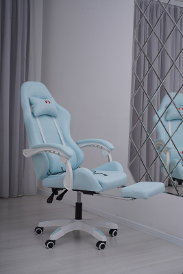 Игровое геймерское кресло Calviano 1584 Голубой, ткань с подножкой