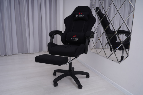 Игровое геймерское кресло Calviano 1584 Черный, ткань с подножкой