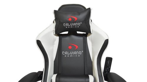 Игровое геймерское кресло Calviano Avanti ULTIMATO Черный-белый с подножкой