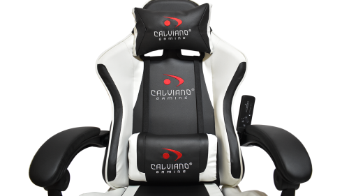 Игровое геймерское кресло Calviano Avanti ULTIMATO Черный-белый с подножкой