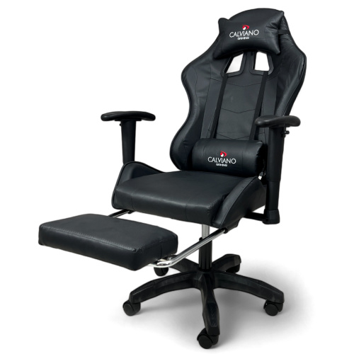 Игровое геймерское кресло Calviano 1585 Черный, с подножкой