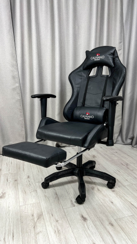 Игровое геймерское кресло Calviano 1585 Черный, с подножкой