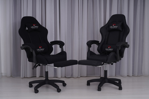 Игровое геймерское кресло Calviano 1584 Черный, ткань с подножкой