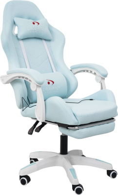 Игровое геймерское кресло Calviano 1584 Голубой, ткань с подножкой