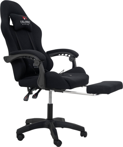 Игровое геймерское кресло Calviano 1584 Черный, ткань с подножкой