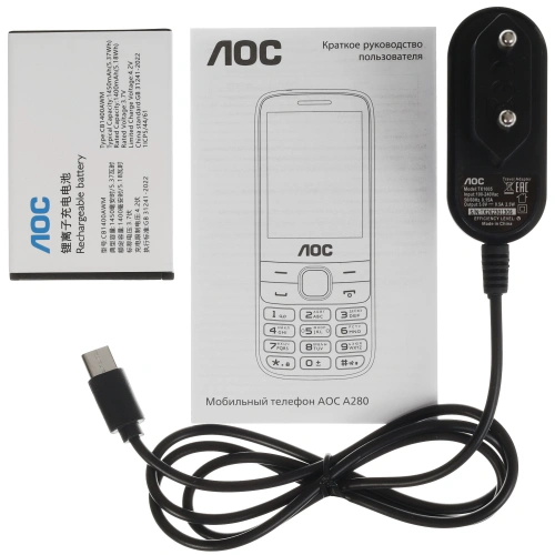 Кнопочный телефон AOC A280 черный 