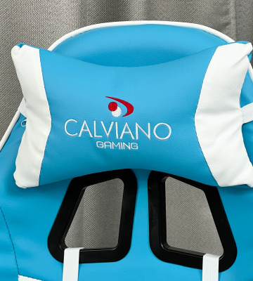 Игровое геймерское кресло Calviano 1585 Голубой, с подножкой