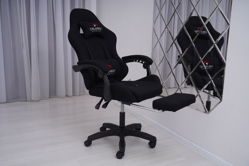 Игровое геймерское кресло Calviano 1584 Черный, ткань с подножкой