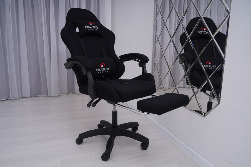 Игровое геймерское кресло Calviano 1584 Черный, ткань с подножкой