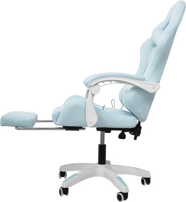 Игровое геймерское кресло Calviano 1584 Голубой, ткань с подножкой