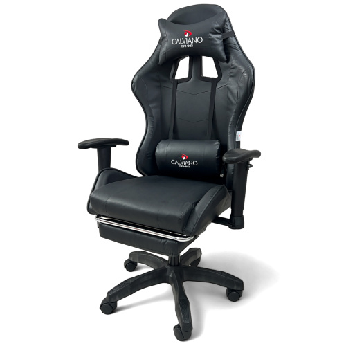 Игровое геймерское кресло Calviano 1585 Черный, с подножкой