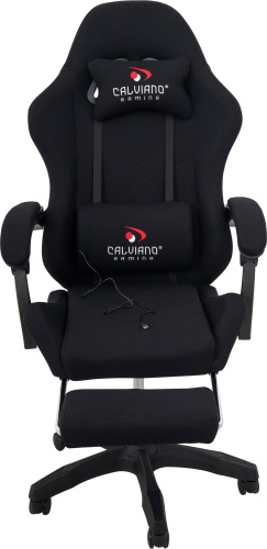 Игровое геймерское кресло Calviano 1584 Черный, ткань с подножкой